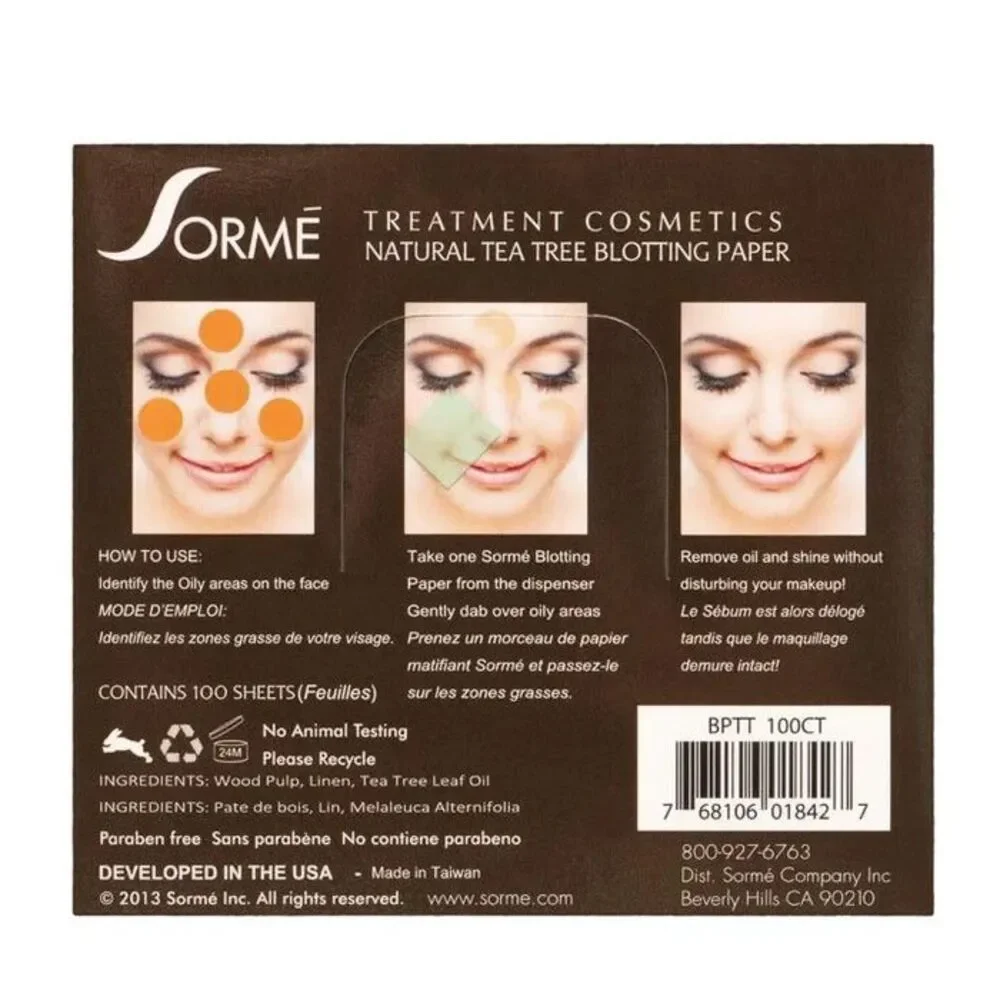 3 Pack Sormé Charcoal Infused Makeup Oil-Absorbent Powder Free Blotting Paper